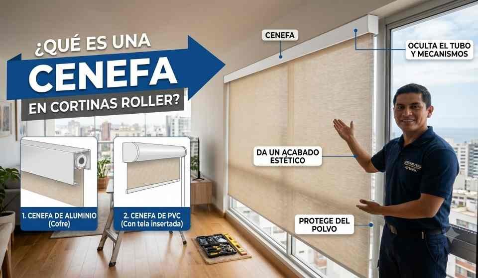 que es cenefa en cortinas roller